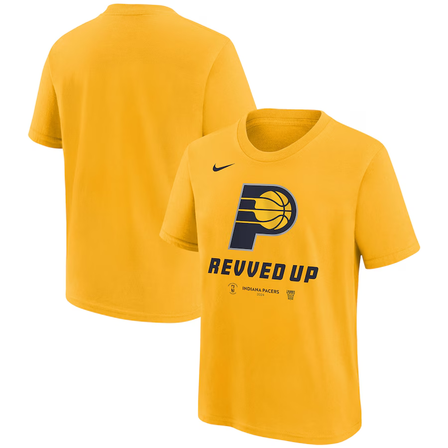 Men 2024 NBA Indiana Pacers yellow Tshirts-0